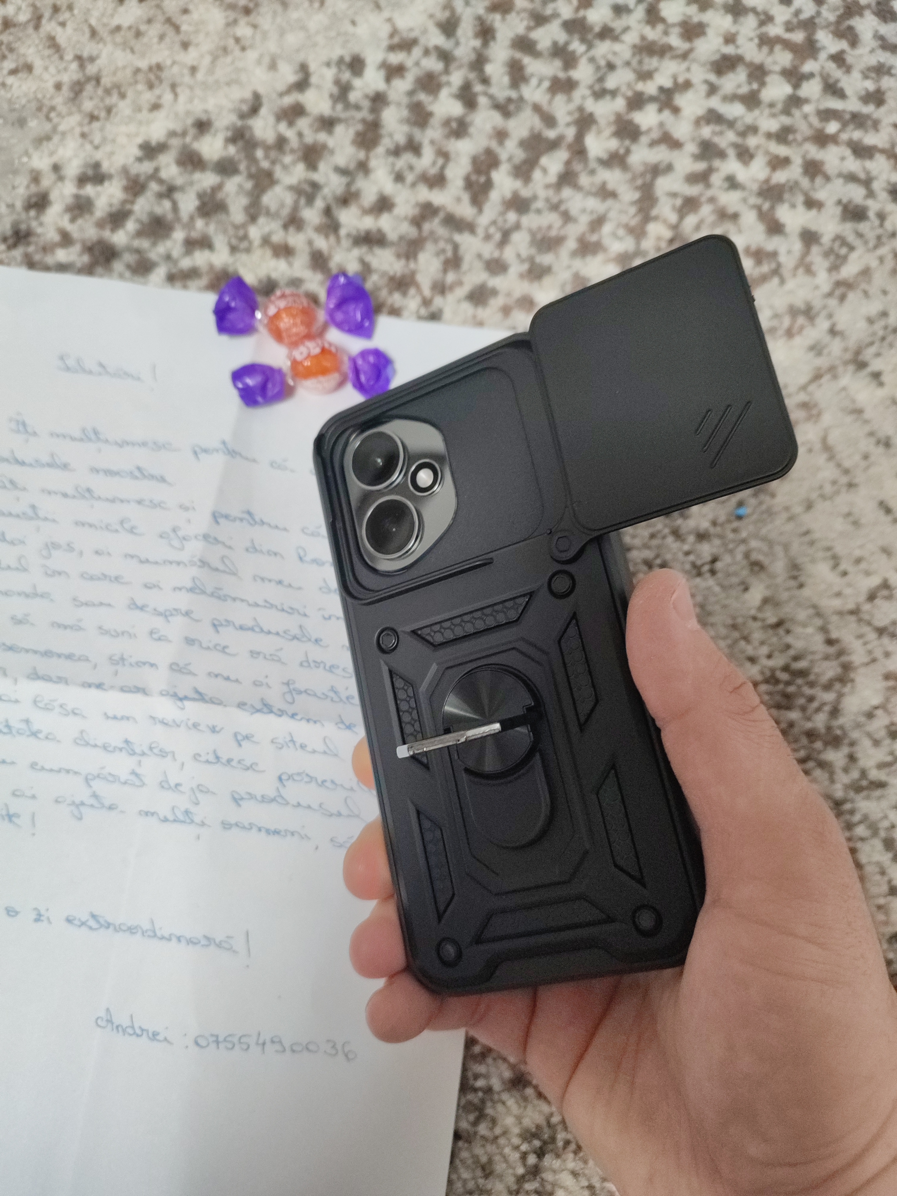 Husa telefon Mat-Tech compatibila cu Honor 400, Protectie Camera, Inel, Magnet, Anti-Shock, Rugged Protection, Negru