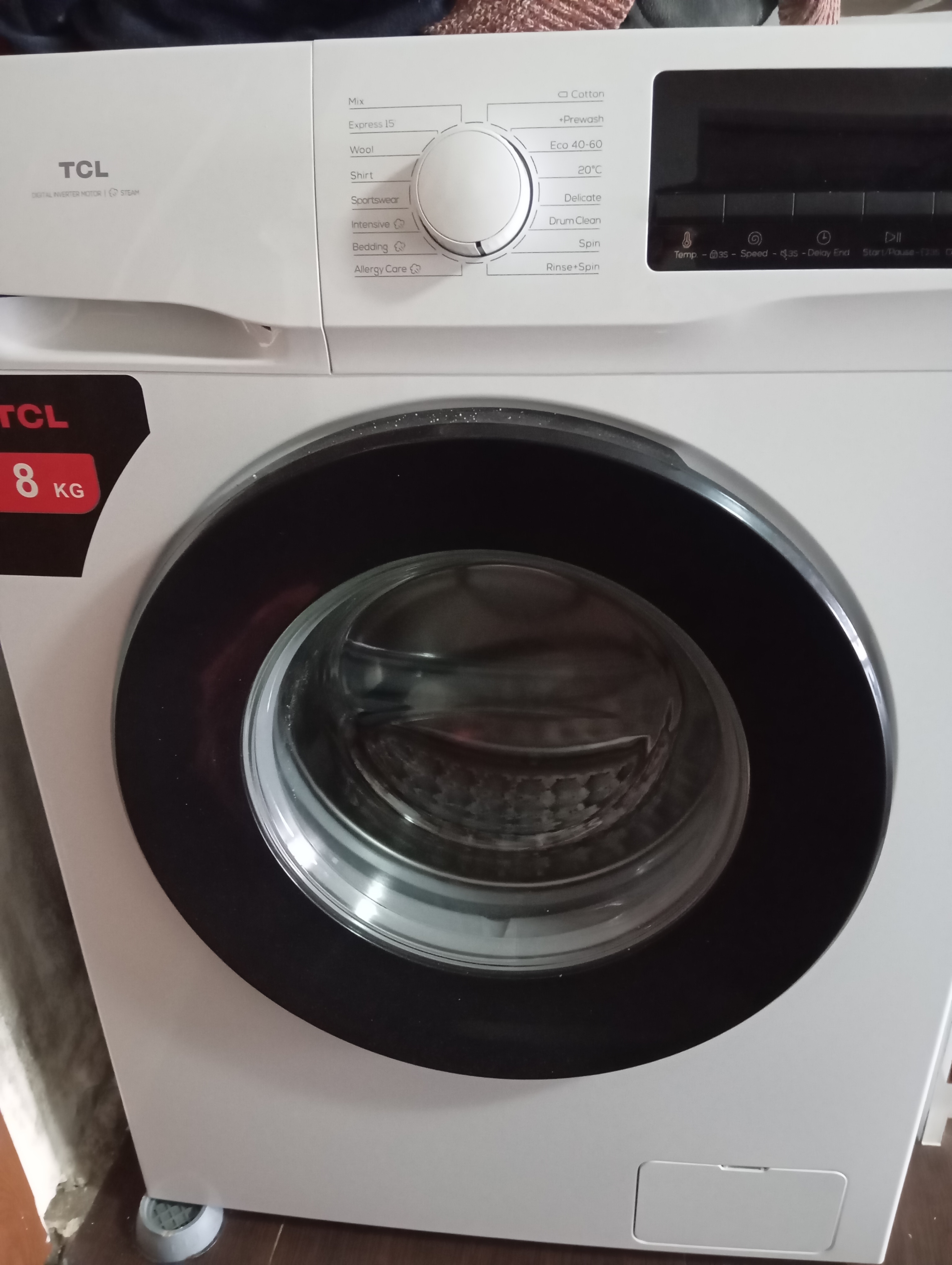 Masina de spalat rufe TCL FF0812WA0, 8 kg, 1200 RPM, Clasa A, BLDC Inverter Motor, Steam Wash, Drum Clean, 24 Hour Delay, Honeycomb Drum, Quick Wash 18 min, Add Garment, 16 Programe, Alb
