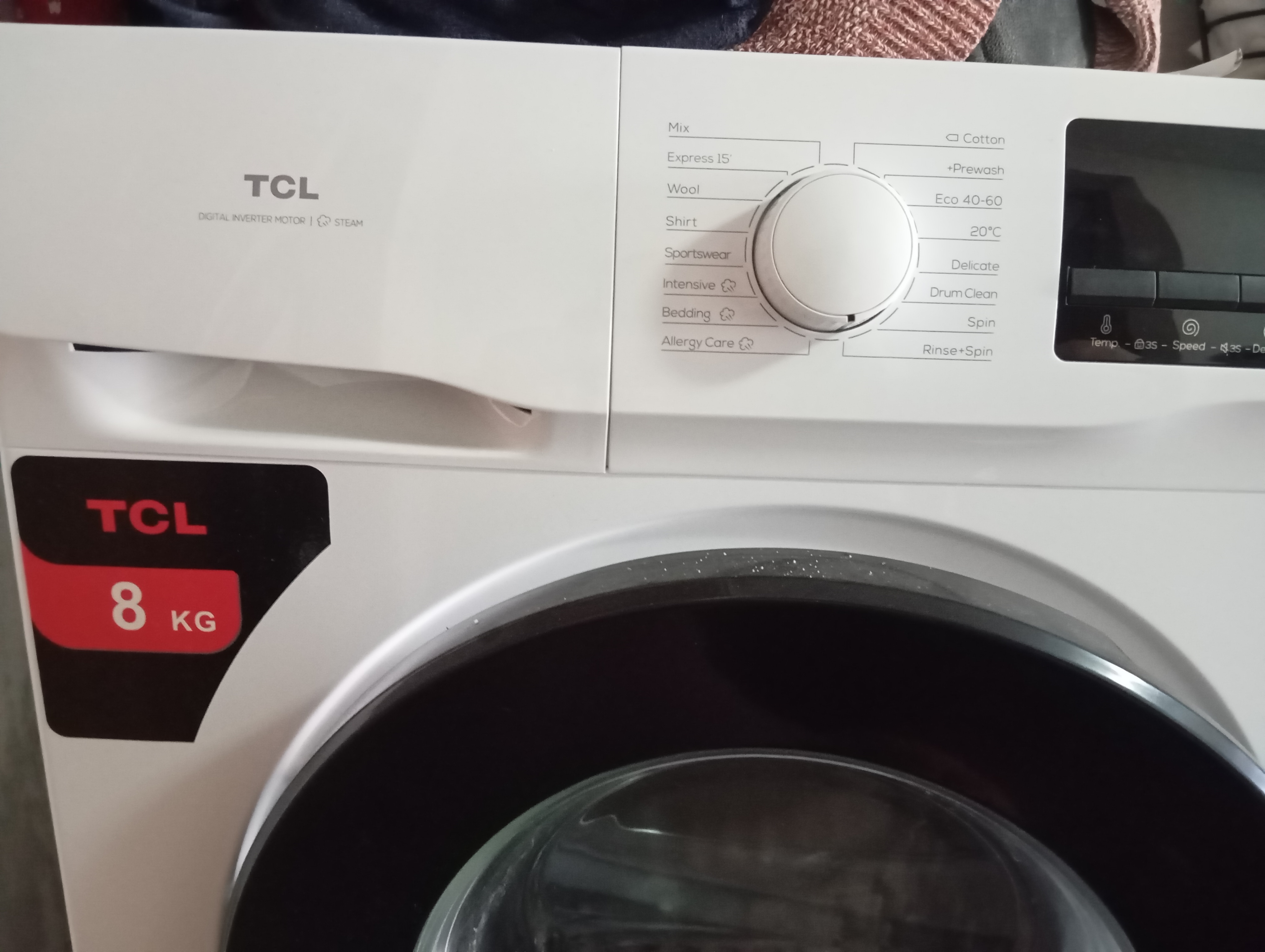 Masina de spalat rufe TCL FF0812WA0, 8 kg, 1200 RPM, Clasa A, BLDC Inverter Motor, Steam Wash, Drum Clean, 24 Hour Delay, Honeycomb Drum, Quick Wash 18 min, Add Garment, 16 Programe, Alb