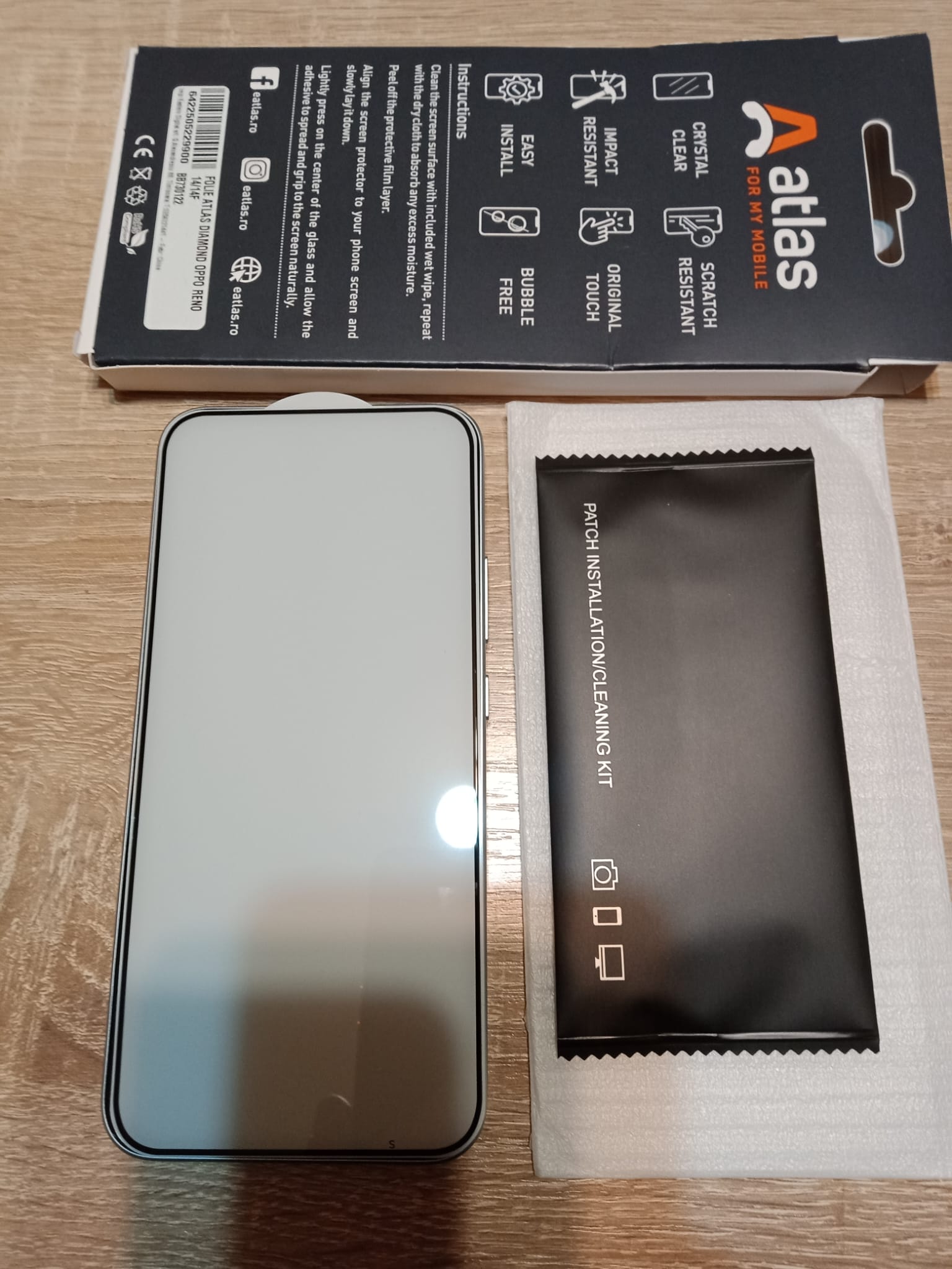 Folie de Protectie din Sticla Securizata Atlas, Transparenta, Compatibila cu Oppo Reno14/Reno14 F