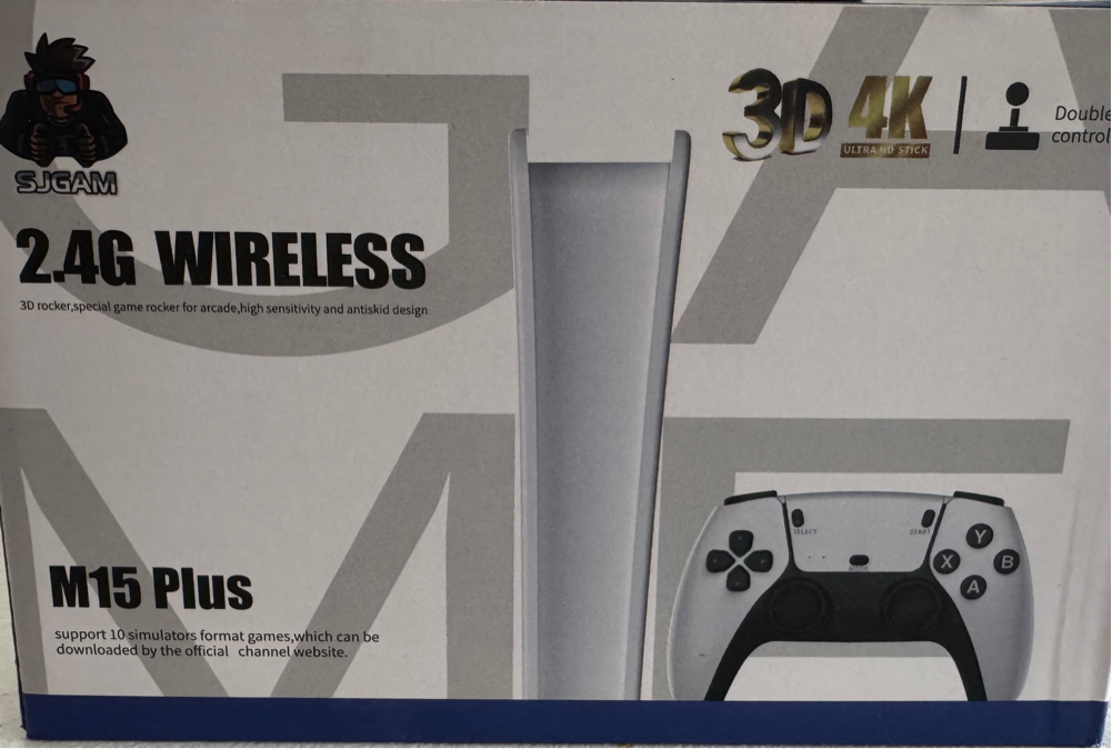 Consola jocuri tip stick, Amxcnoy, Suport 2 jucatori, Cu 2 controler wireless, Iesire HDMI de inalta definitie, USB wireless 2.4 GHz, 64G, 20000 de jocuri incorporate, Operare usoara si de transportat, Plug si Play, Pentru TV, Proiector, Monitor, Alb