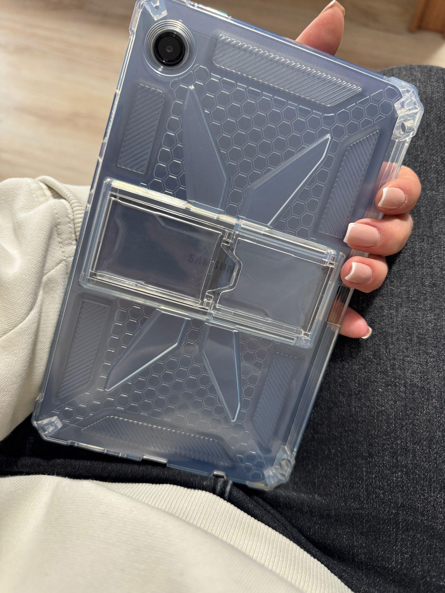 Husa de protectie Telefonultau, pentru Samsung Galaxy Tab A11, silicon transparent antishock, suport integrat, 8.7 inch