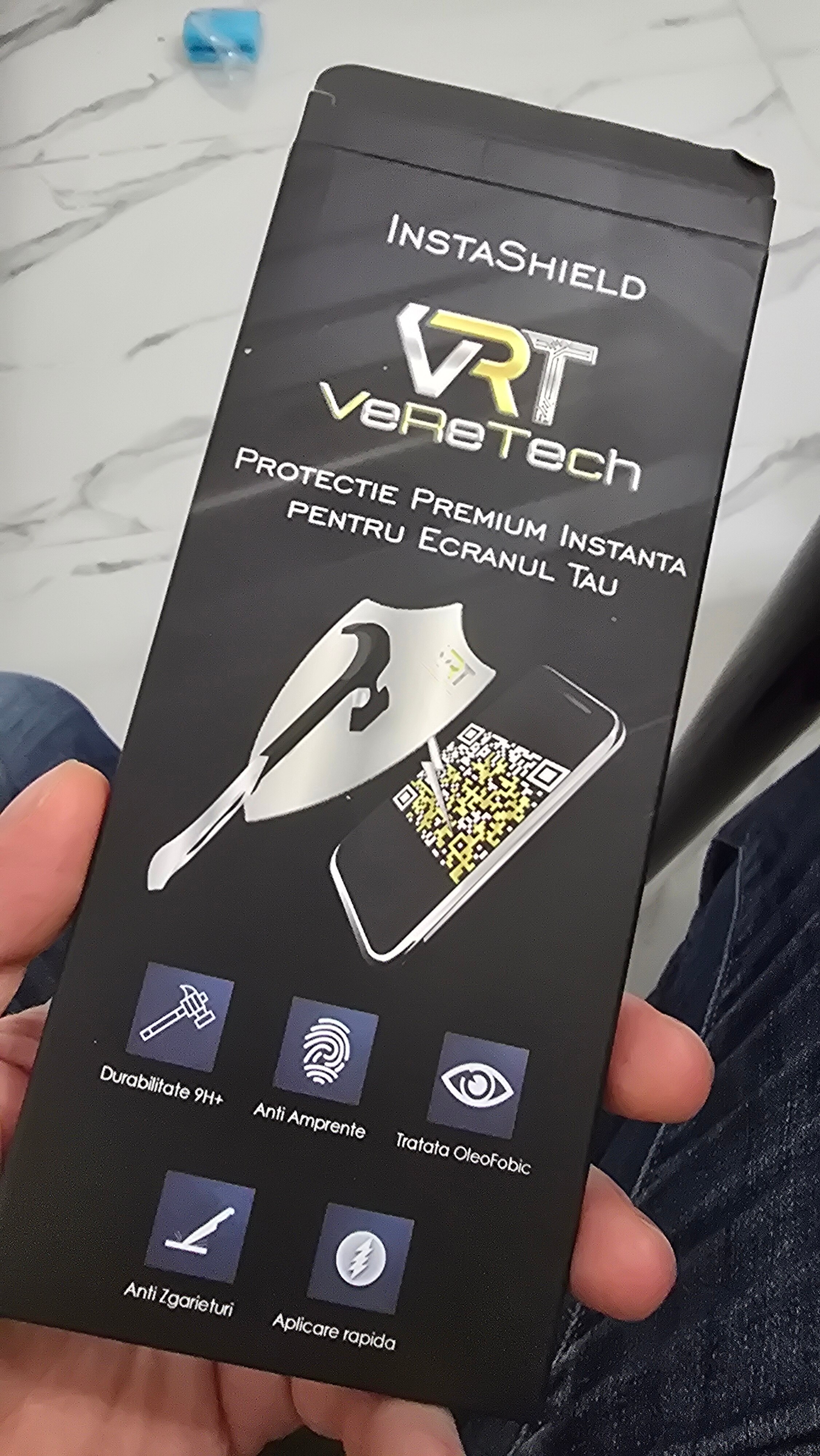 Folie de Protectie Clear, InstaShield by VeReTech pentru Samsung Galaxy S24 Ultra, cu Kit de Aplicare Instanta si Functie Automata de Indepartare a Prafului, din Sticla Securizata 9H+, Claritate Super HD, Tratament Electronic Oleofobic si Anti Amprente