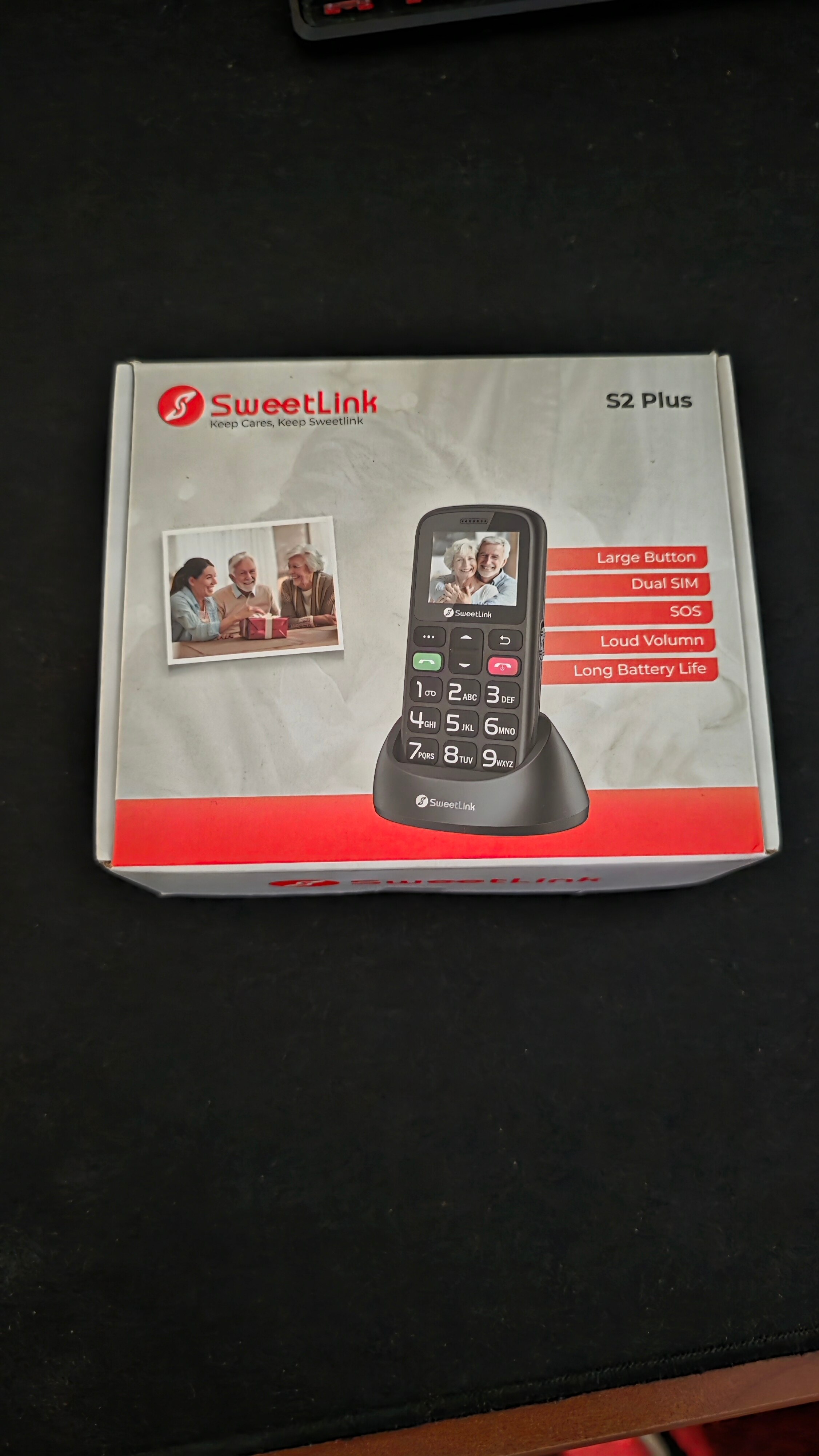 SweetLink F2 Plus Telefon mobil pentru seniori, taste mari, meniu in limba Romana, buton SOS, dual SIM, Pentru Varstnici, Bluetooth, lanterna, radio, Stand incarcare, Albastru