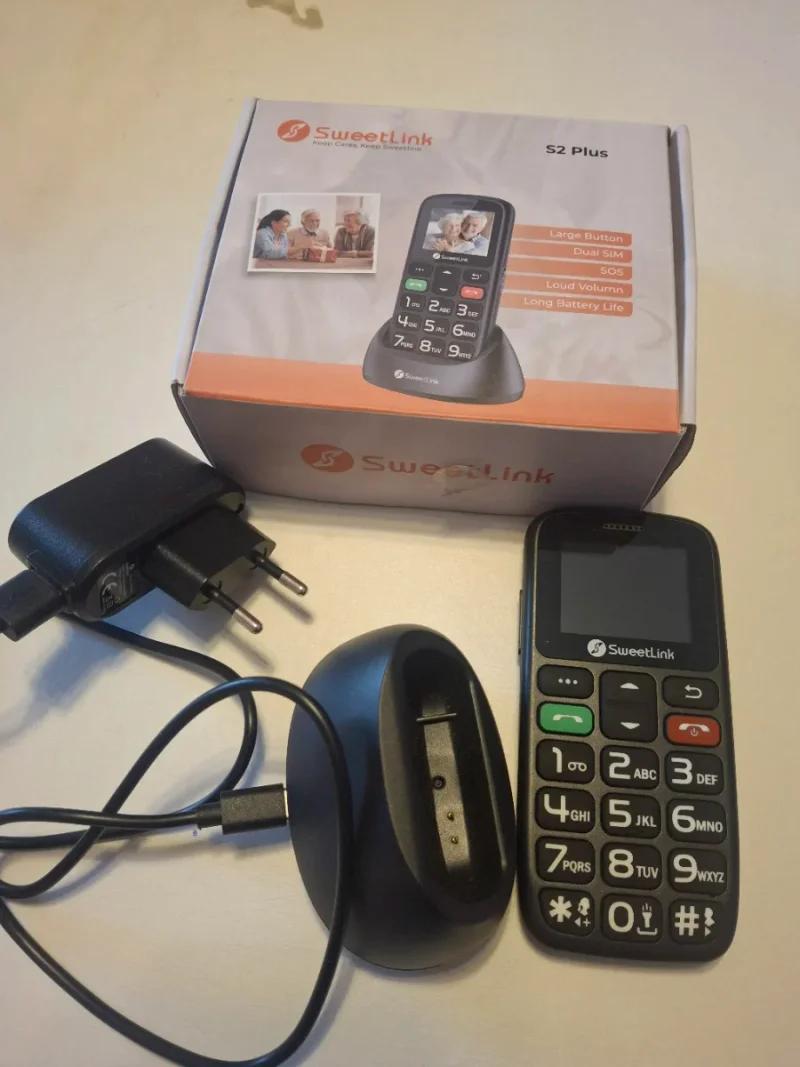 SweetLink F2 Plus Telefon mobil pentru seniori, taste mari, meniu in limba Romana, buton SOS, dual SIM, Pentru Varstnici, Bluetooth, lanterna, radio, Stand incarcare, Albastru