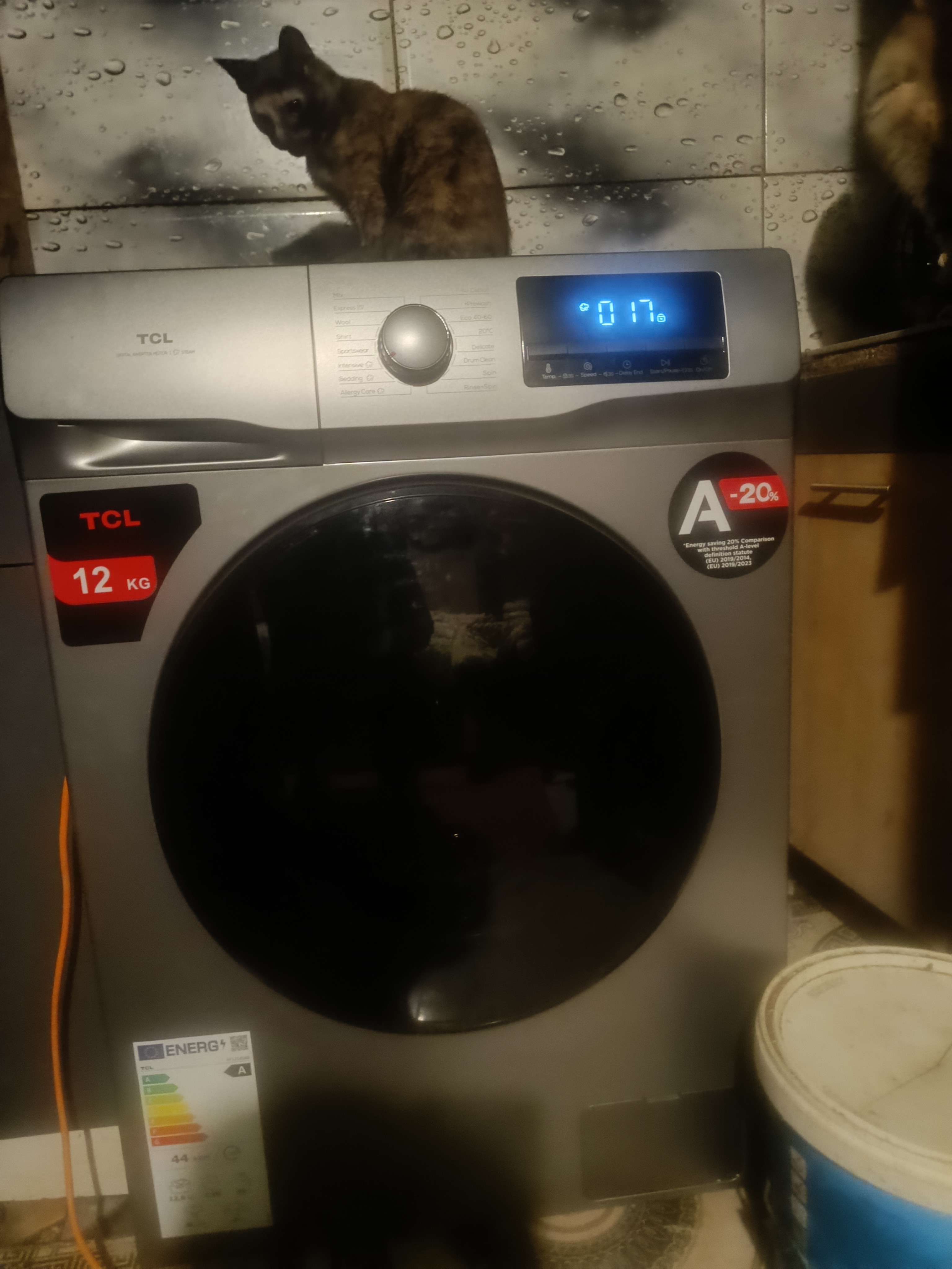 Masina de spalat rufe TCL FF0914WA1, 9 kg, 1400 RPM, Clasa A, Motor Inverter, Steam Wash, Drum Clean, Honeycomb Drum, Alb