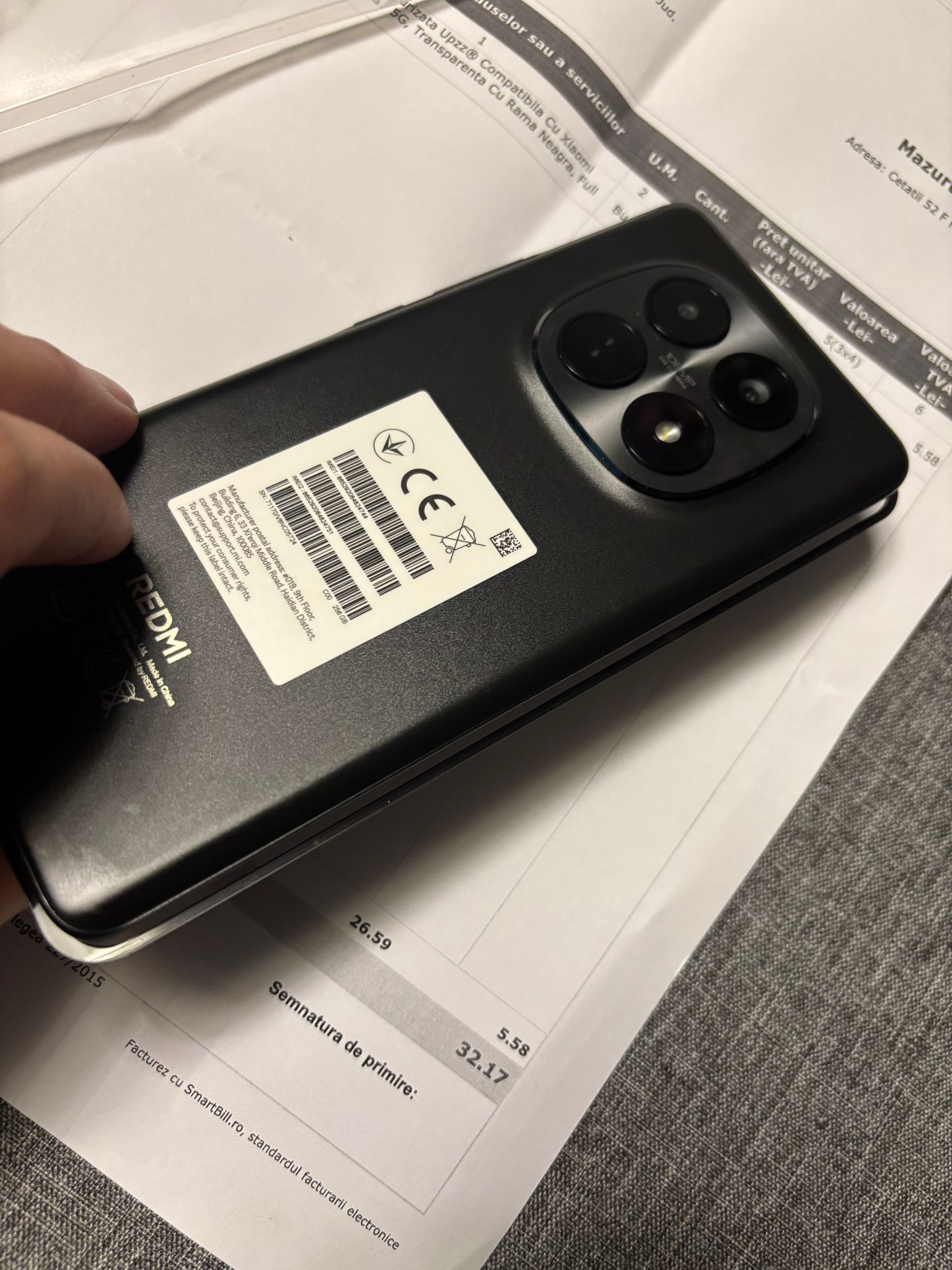 Folie Sticla Securizata Upzz® Compatibila Cu Xiaomi Redmi 15 4G / 5G, Transparenta Cu Rama Neagra, Full Glue