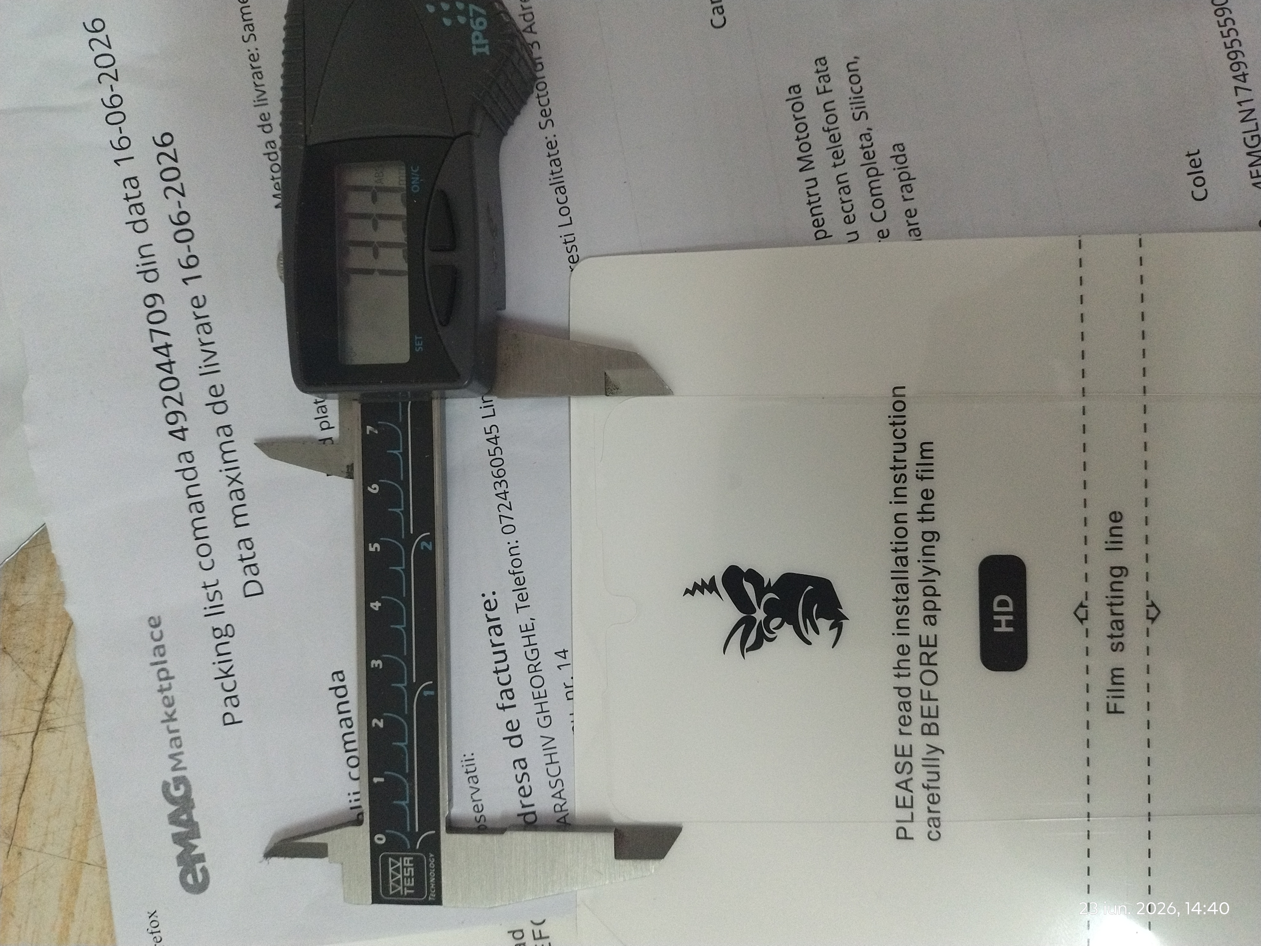 Folie Display Transparenta pentru Motorola Moto G85, protectie pentru ecran telefon Fata din Hydrogel, Flexibil, lipire Completa, Silicon, Set complet pentru Instalare rapida
