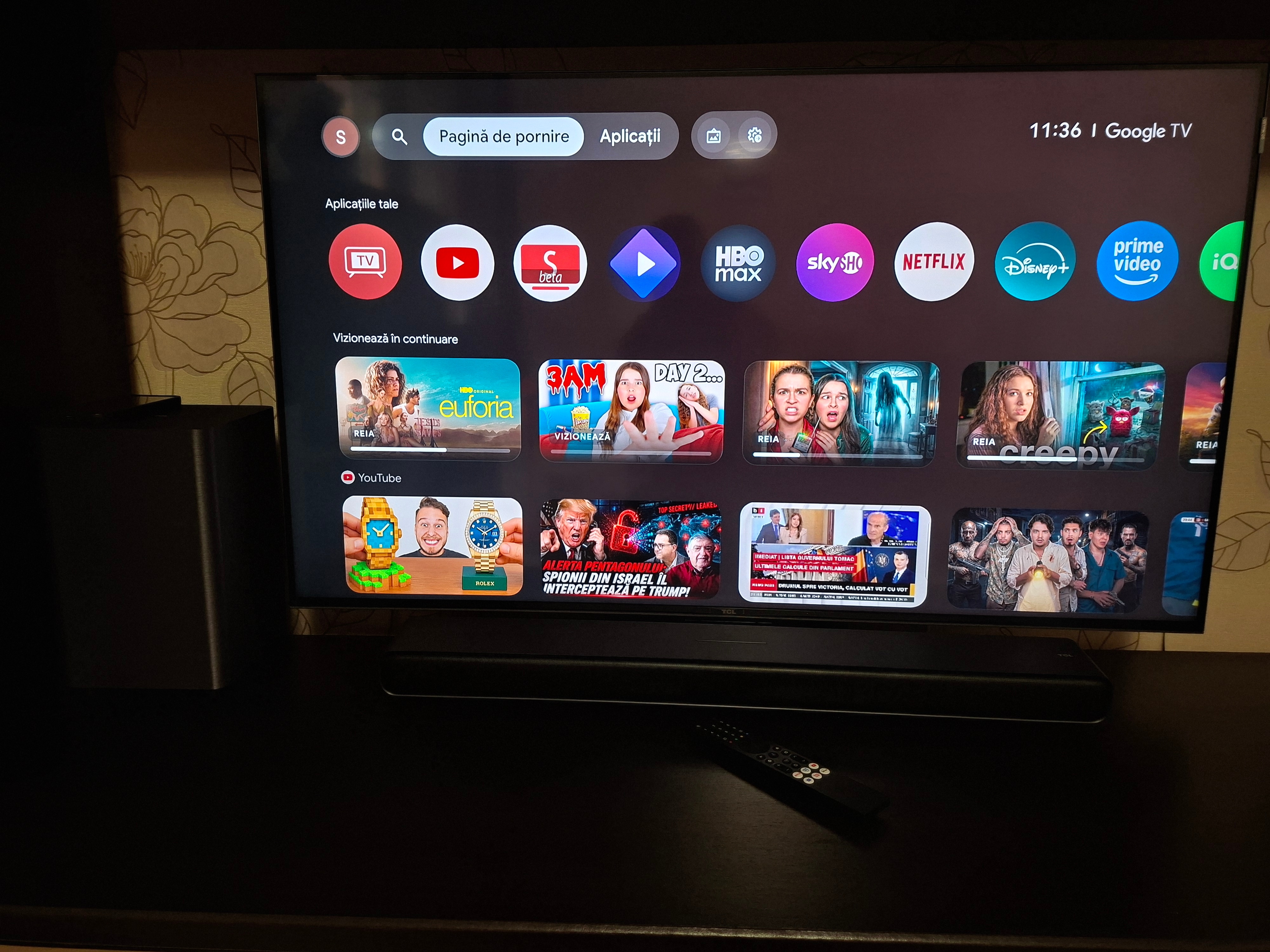 Soundbar TCL S55H, 2.1, 220W, Bluetooth 5.2, Dolby Atmos & DTS-Virtual:X, HDMI eARC, Subwoofer Wireless, Negru