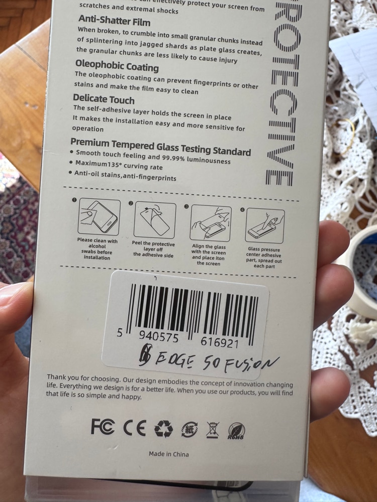 Folie protectie ecran transparenta Infinity Enterprise, sticla securizata curbata, compatibila cu Motorola Edge 50 Fusion, AntiShock, Full Glue, compatibila amprenta, 9H