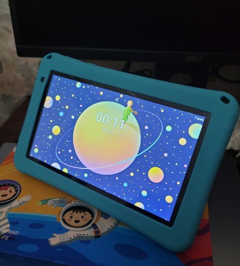Tableta pentru copii, Ginawe, 8 inch, Android 13, 3-12 ani, 8GB RAM, 128GB ROM (extensibila la 256GB), Software pentru copii preinstalat, Mod de control parental online, Bluetooth, WiFi, albastru, include husa de protectie