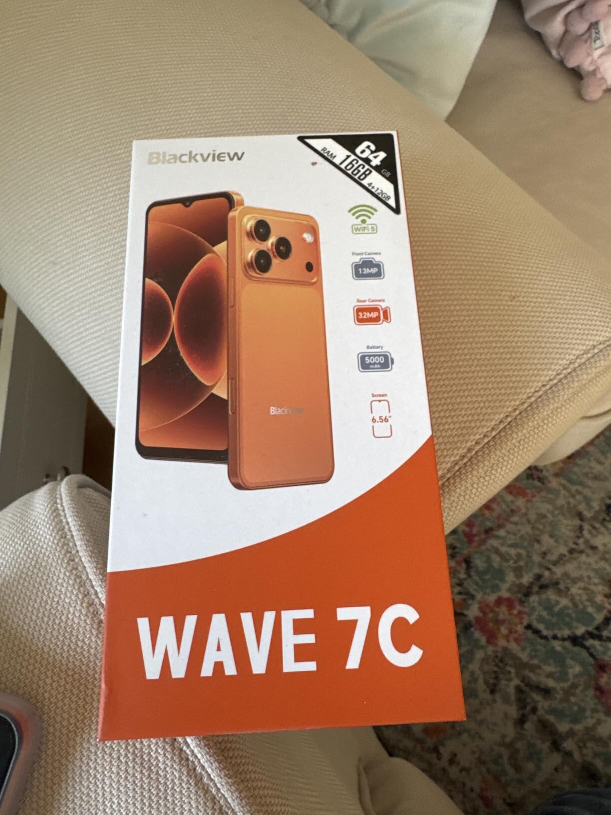 Telefon mobil Blackview Wave 2C, Android 16,12GB+32GB(1TB TF),5"Telefon Palm, Octa Core Unisoc,60Hz,2MP+5MP,3000mAh,2 SIMs, Lupa pentru ecranul telefonului mobil + ajutor pentru citirea textului, GPS/Deblocare faciala, negru