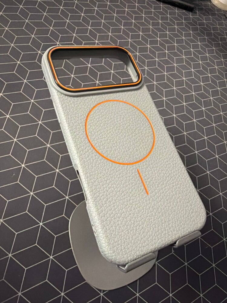 Husă magnetică Case pentru iPhone 17 Pro Max, TPU cu textură imitație piele, albastru închis, margini ridicate