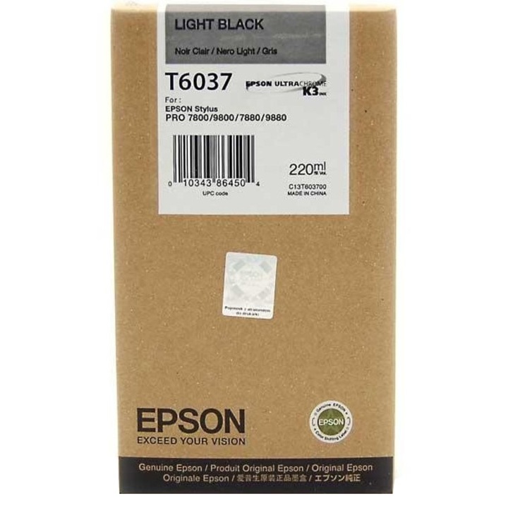 Epson T6037 patron, világos fekete, 220ml