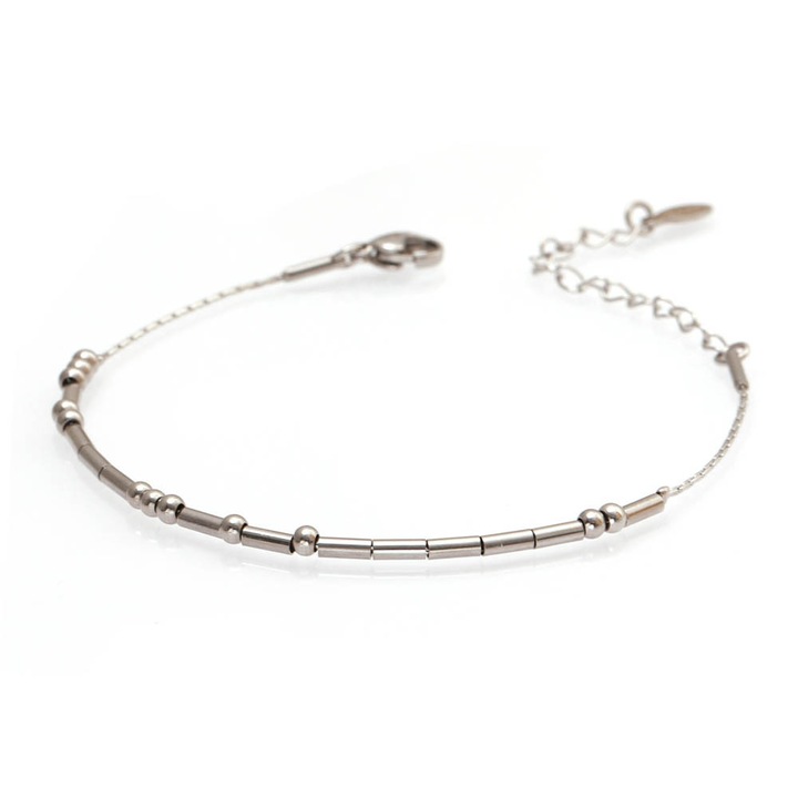 Гривна с код Морз "Обичам те", YLIBAO, Ръчна изработка, Сребриста