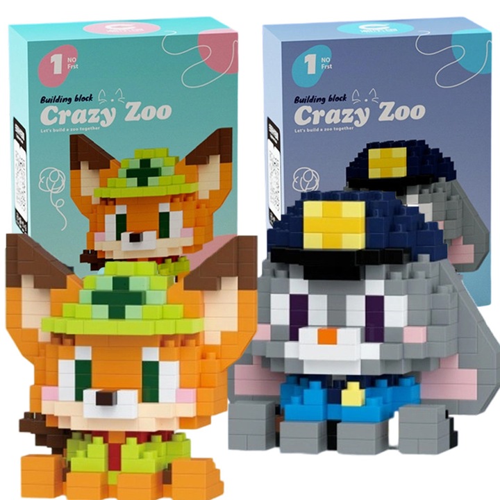 Set de 2 figurine statice Animal Crossing 611 buc., Judy 304 bucati, si Nick 307 bucati, multicolor