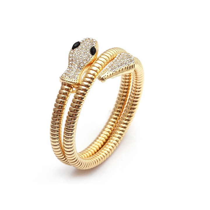 Női kígyó karkötő, YILIBAO, 66mm, 18K aranyozott, Arany