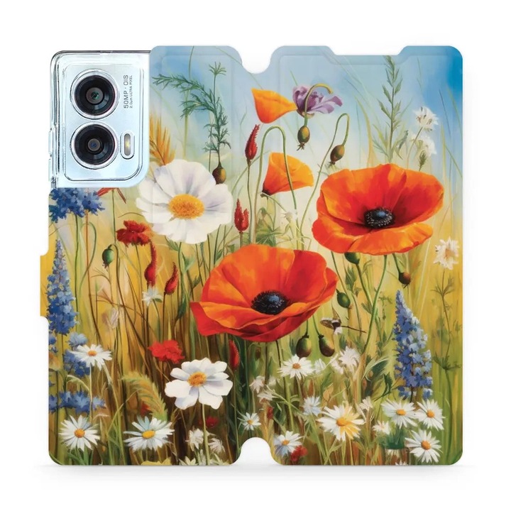 Калъф, Mobiwear - Book - VP43S за Motorola Edge 50 Fusion, Полски Цветя