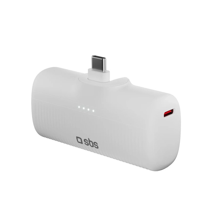 SBS EcoPower 5000 mAh külső akkumulátor, 10W, USB-C port, Fehér