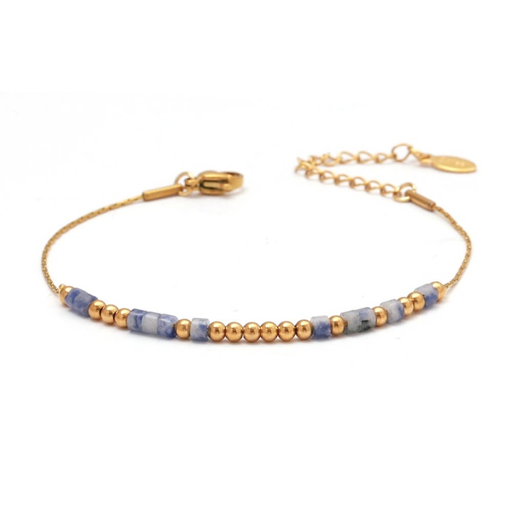 Morse kód karkötő "A new chapter", YILIBAO, Rozsdamentes acél, Állítható, 18K arannyal bevont, Arany/Kék Inspiráló karkötők