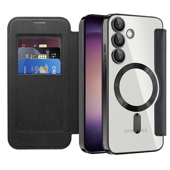 Husa pentru Samsung Galaxy S23 Plus, din Piele Ecologica, Danex, Culoare Negru