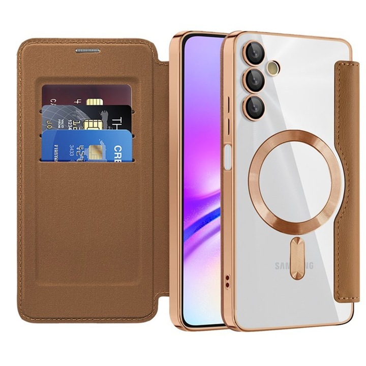 Husa pentru Samsung Galaxy A05s, E88, SmartMag Book Case, Piele ecologica, Brown