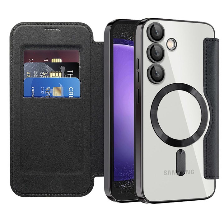 Husa pentru Samsung Galaxy S23 FE, din Piele Ecologica, Danex, Culoare Negru