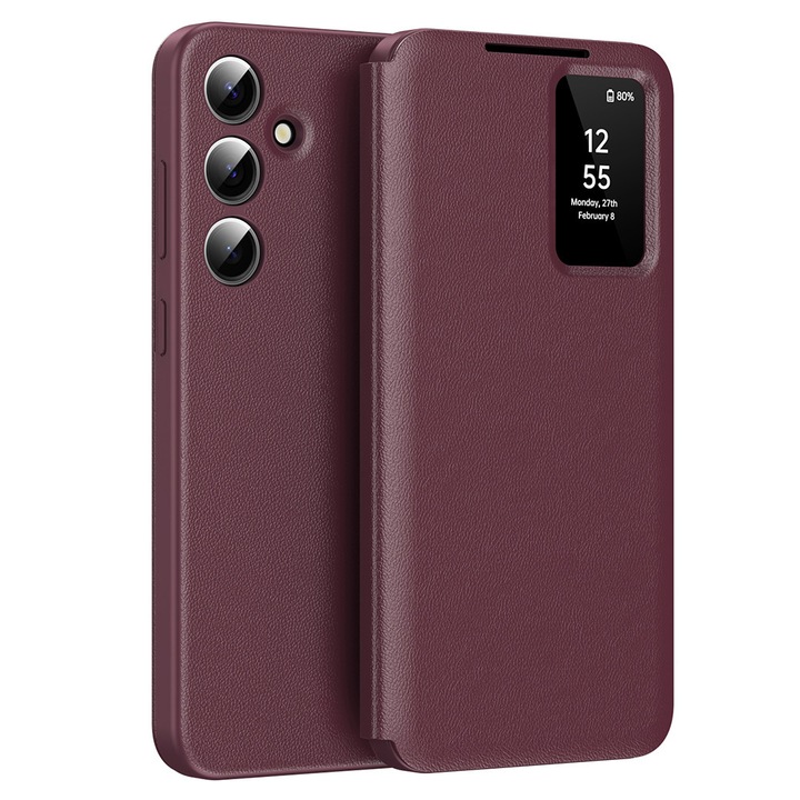 Husa pentru Samsung Galaxy S24 FE, I19, Piele ecologica, Red