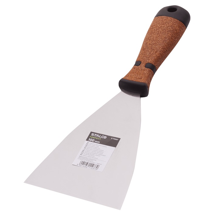Stalco festékspatula 100 mm, parafa nyél, rozsdamentes acél