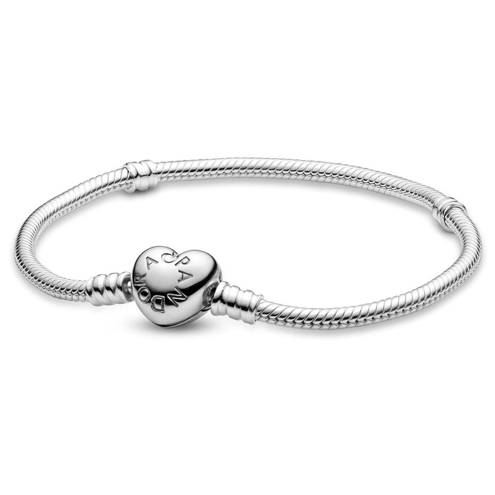 Bratara pentru talismane compatibile Pandora, heart snake chain, Cadou pentru doamne si fete cu cutie de bijuterii-21 CM