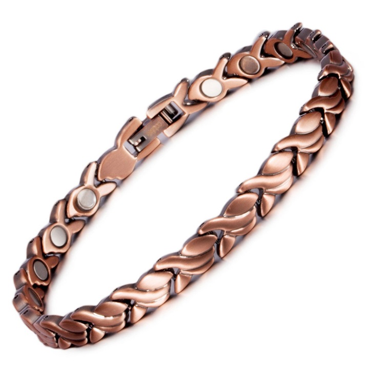Bratara magnetica, RASK, Reglabil, Cupru patinat, unisex