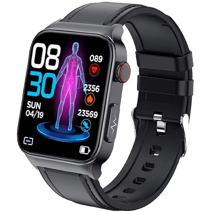 DG12 Uniszex Okosóra, 1,92"-es képernyő, Bluetooth hívások, HD mikrofon, fitnesz, sport, alvásfigyelés, vízálló, értesítések, 2 szíj (fekete és barna)
