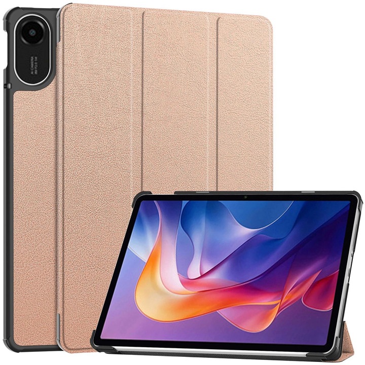 Husa tableta Bizon Case Tab Croc pentru Xiaomi Redmi Pad 2, aur roz