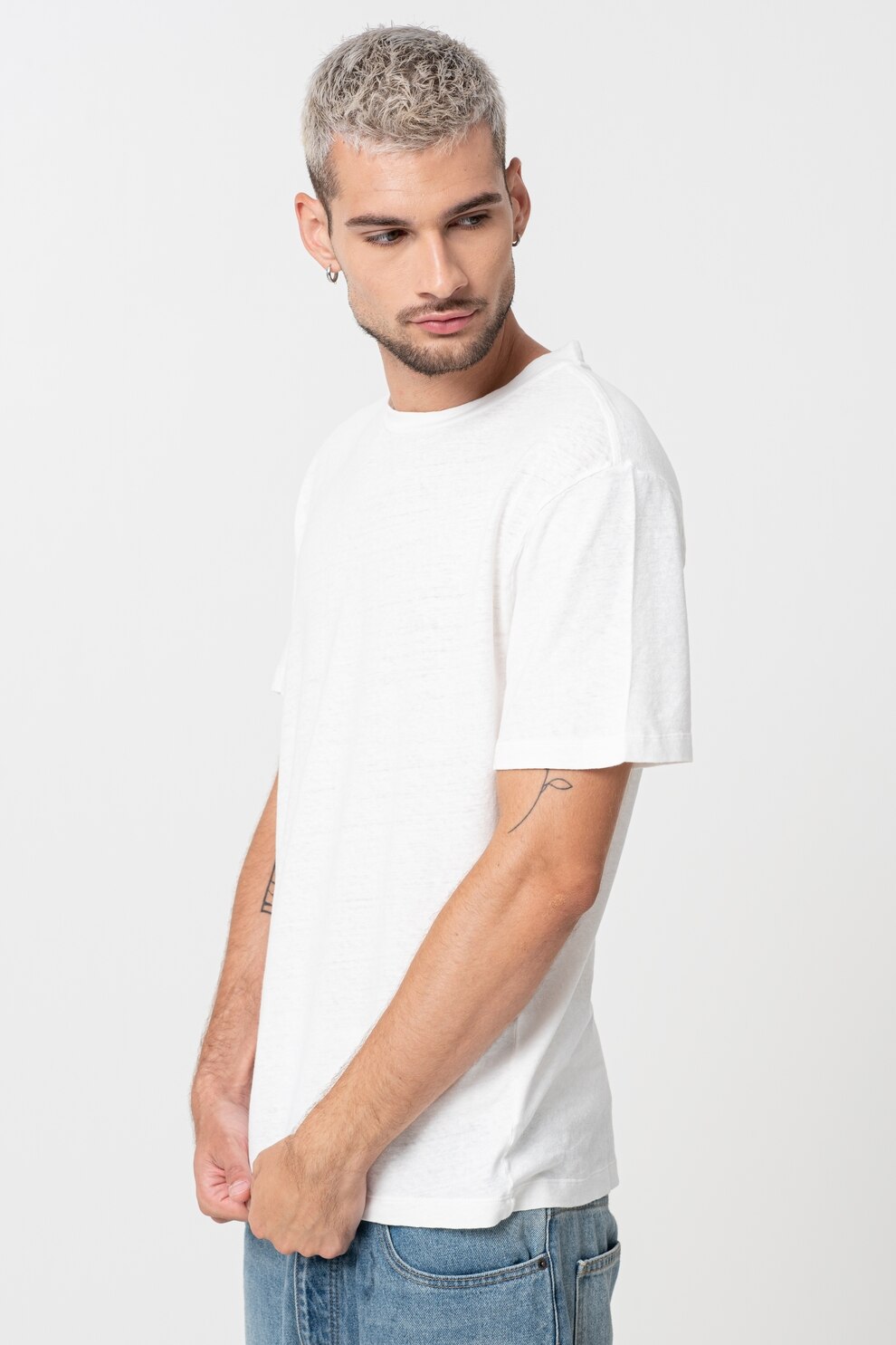 United Colors of Benetton, Tricou de in si bumbac, Alb, XL