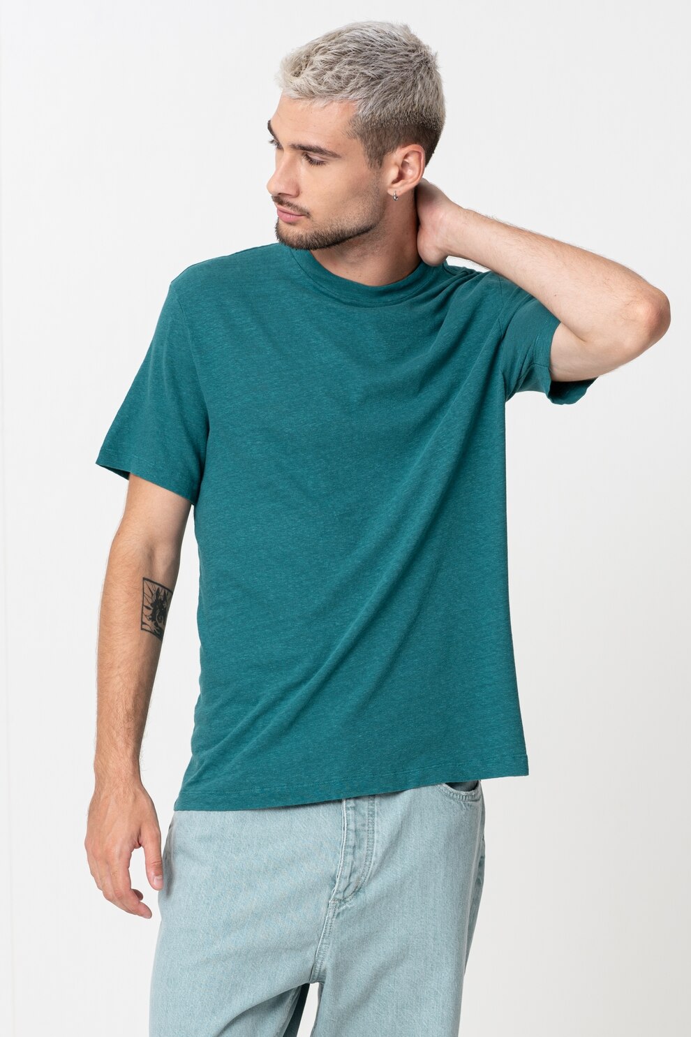 United Colors of Benetton, Tricou de in si bumbac, Verde persan, L