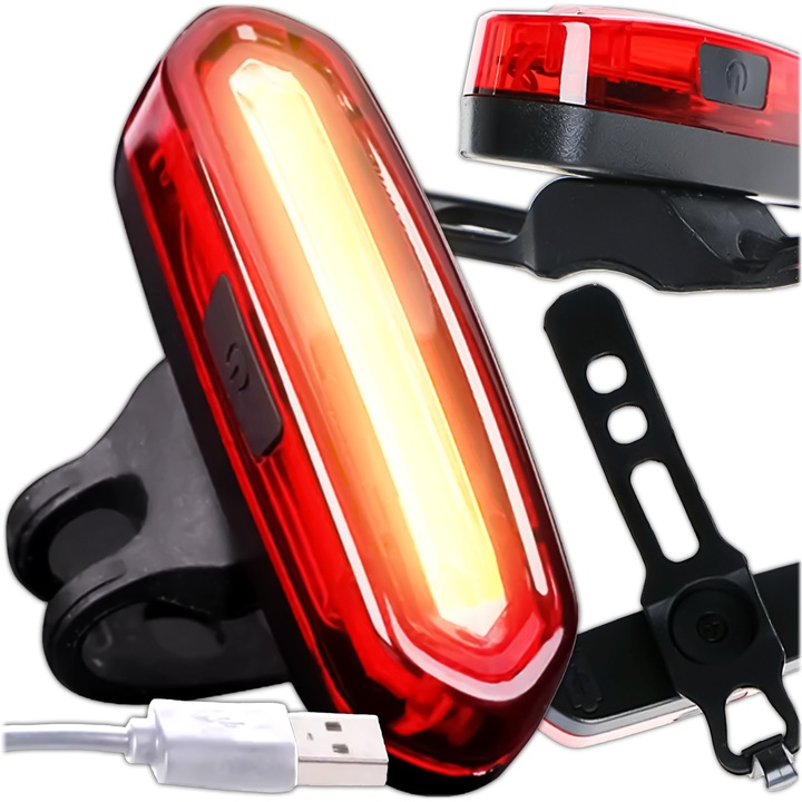 Lampa Spate pentru Bicicleta, LED Reincarcabila, 4 Moduri de Iluminare, Rezistenta la Apa, Usor de Montat, Design Compact, Ideala pentru Siguranta in trafic, Dimensiuni 7.1x2.1x2.2cm