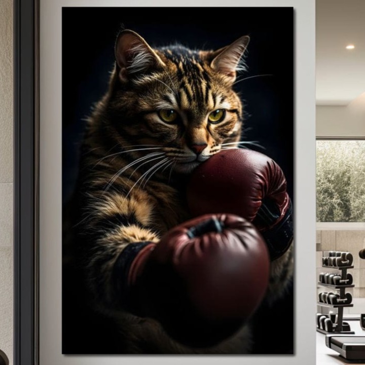 Tablou Canvas Premium, LuxCanva® M1228, Campion cu Blanita, 60 X 90 CM, Panza Bumbac 100% 400g/m2, Sasiu Lemn, Box, Campion, Manusi, Luptator, Motan, Duel, Victorie, Spirit, Motivational, Curaj, Birou, Living, Camera Copil