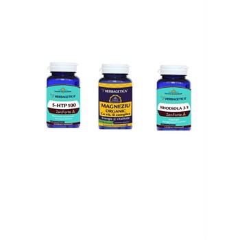 Set Supliment Alimentar Stress Free Kit Pachet 3 Flacoane, 5-HTP 100 Zen Forte, Magneziu Organic, Rhodiola Zen forte Set Supliment Alimentar Stress Free Kit Pachet 3 Flacoane, 5-HTP 100 Zen Forte, Magneziu Organic, Rhodiola Zen forte