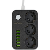 prelungitor serioux srxp-ps36b 3 prize 6xusb intrerupator protectie supratensiune 16m negru imagen 19_0_
0