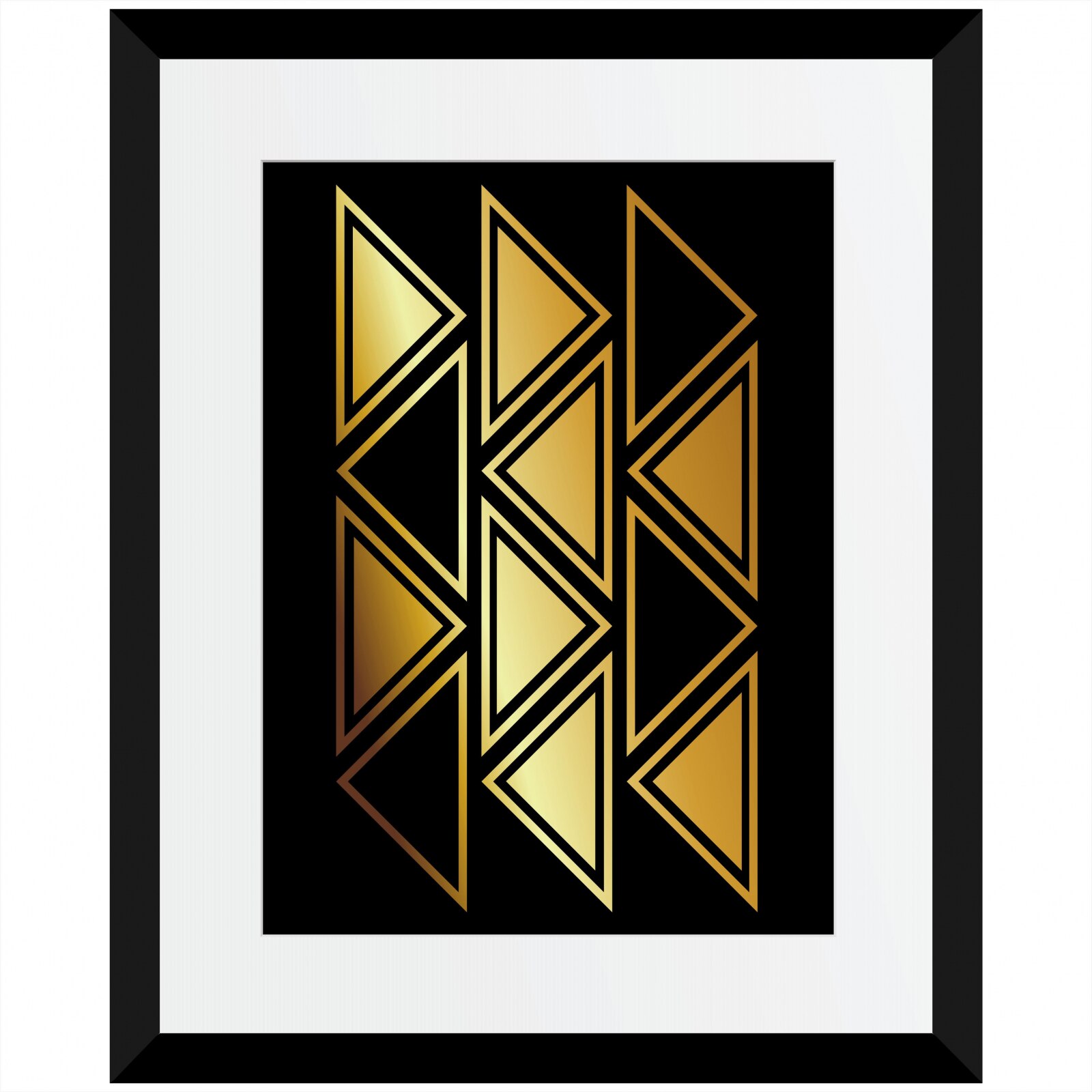 Tablou decorativ Textura triunghiuri, Auriu stralucitor Anais, inramat, 26x32 cm