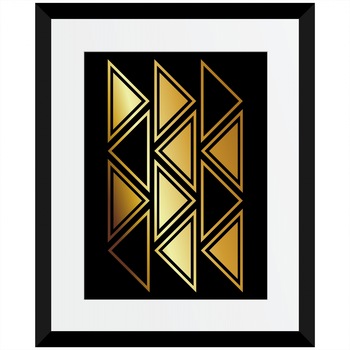 Tablou decorativ Textura triunghiuri, Auriu stralucitor Anais, inramat, 26x32 cm Tablou decorativ Textura triunghiuri, Auriu stralucitor Anais, inramat, 26x32 cm