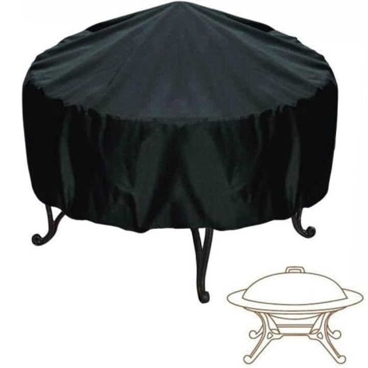 Husa impermeabila pentru vatra de foc sau gratar exterior, protectie UV, rezistenta la vant, apa si praf, 86×36 cm, neagra