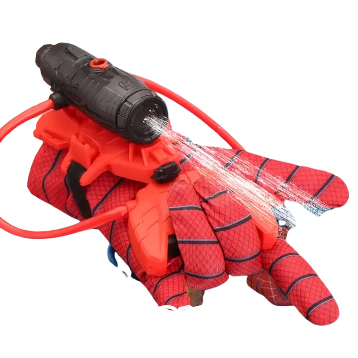 Воден пистолет Спайдърмен, комплект с ръкавица, за деца, червен цвят