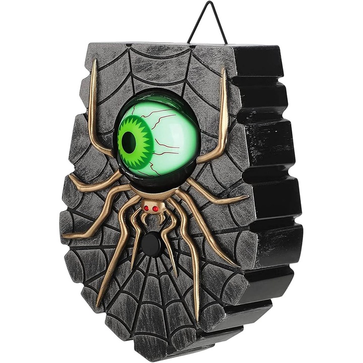 Propsuri Soner Halloween cu Ochi Animat si Lumini, Sunete Infricosatoare si Raset, Decor pentru Usa, Casa Bantuita sau Petreceri, Ideal pentru Atmosfera Horror