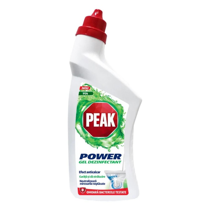 Gel dezinfectant pentru toaleta cu efect anticalcar cu Parfum de Pin, Peak Power, 750 ml