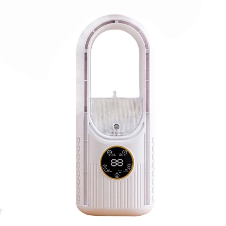 Lapát nélküli léghűtő, 6 sebességfokozat, éjszakai fény, párásító, zajcsökkentés, USB, 10,5x11,5x29,6 cm, fehér