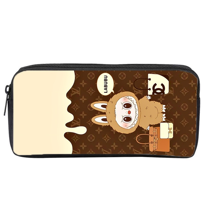 Несесер за моливи Labubu, екстра голям капацитет, двоен цип, многоцветен, 21x12x4 см