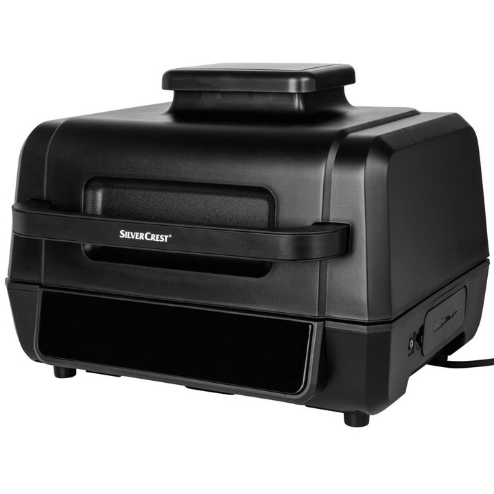Friteuza fara grasimi, Silvercrest, SHFG 2460 A1, 2, 5 l, 2460 W, functie grill, 11 programe, negru, setul include: friteuza, placa grill, plancha, cos de prajit, termometru digital, husa solara, manual de utilizare, ambalaj original