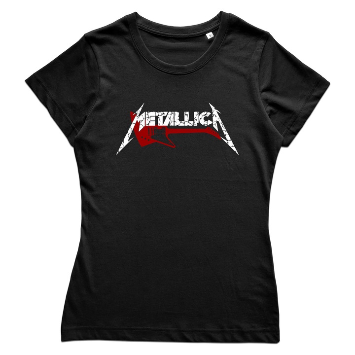 Дамска тениска, Rebel Icon, рок група Metallica, китара, черна, L