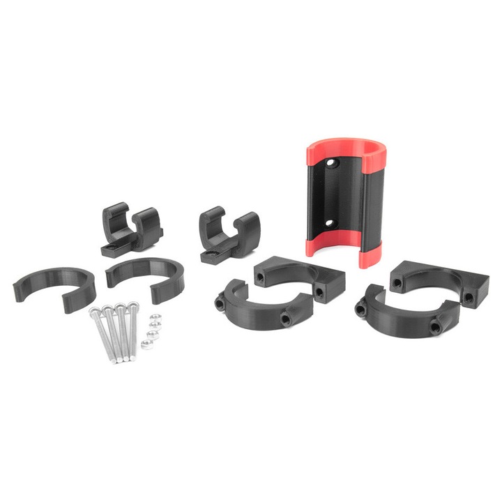 Комплект аксесоари, OnGuard, за монтиране на U-образна ключалка Pitbull X-Series, за тротинетки, Motus Scooty 10/10 Plus, 2 цвята (червен, черен), 1 горна дръжка, 2 долни дръжки, 2 комплекта гумени ленти, 2 комплекта скоби, материал: издръжлив, функция: